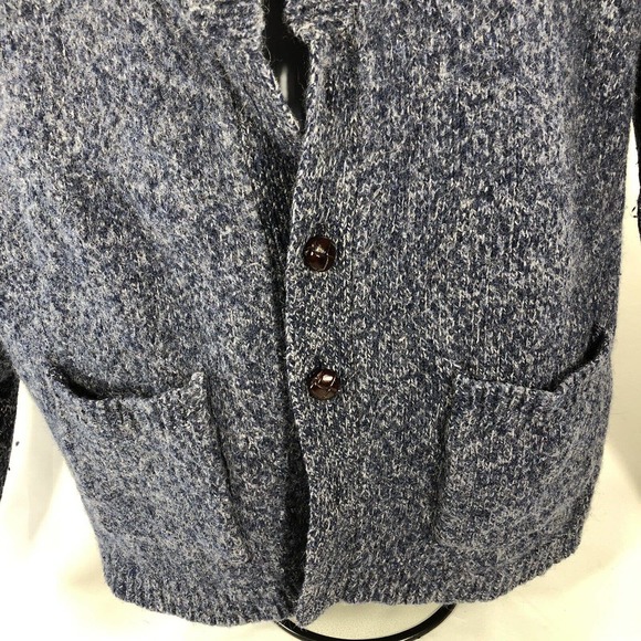 ORVIS SWEATER CARDIGAN LARGE HIGH NECK WOOL BLEND *MISSING 2 BUTTONS LONG SLEEVE - Picture 3 of 15